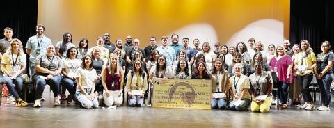 American National Bank surprised each of the new teachers at Mount Pleasant ISD with a $100 grant to help them set up their new classrooms. Sheila Donnelly, American National Bank President, presented $4400 from the bank to the MPISD Education Foundation and each new teacher received a $100 check at the annual MPISD Convocation. The first day of school for Mount Pleasant ISD was Wednesday, Aug.16.