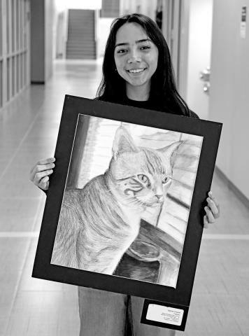 MPHS senior, Valerie Cassio, with her piece, Milonese Courtesy Photo