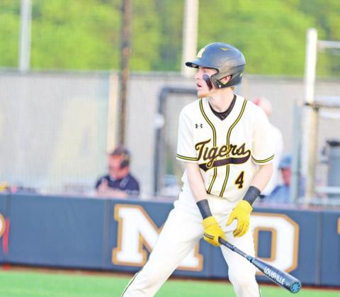 Catcher Layne Pinckard steps into the box against Texas High. PHOTO BY JOHN WHITTEN