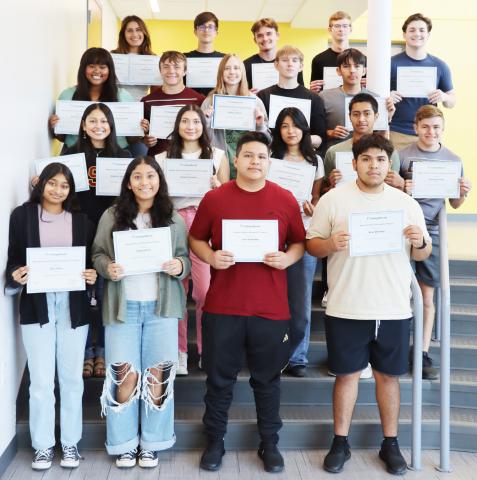 MPHS College Board National award winners. First row (L to R): Gopi Amin, Yahaira Pina, Jose Gonzalez, Amir Martinez; second row (L to R): Angelina Hernandez, Abigail Gutierrez, Stephanie Hernandez, Jose Escobar, Nathaniel Cates; third row (L to R): Kiara Rundles, Nicholas Cates, Addison Heeren, Clinton Debord, Diego Ugalde; fourth row (L to R): Sophie Greco, Orion Senence, Tanner Marshall, Luke Thurman, Samuel Chappell. COURTESY PHOTO