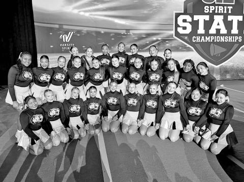 The 2024-2025 MPHS Tiger Cheerleaders at the UIL Spirit State Championships COURTESY PHOTO