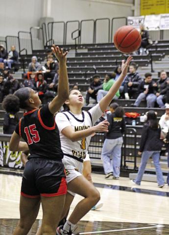 Mount Pleasant’s Melany Morales (3) puts up a lay-up against Texas High on Friday night.