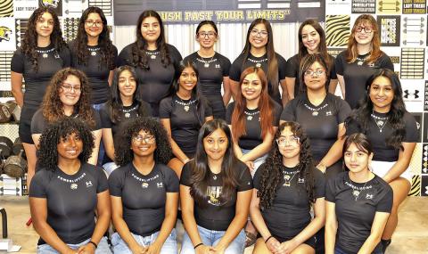 Lady Tiger Powerlifting Regional qualifiers: 1st row (L to R) Kianna Mickens, Kiara Mickens, Angeles Delacruz, Alheli Ramirez, Allisson Lopez. 2nd row (L to R) Viridiana Dominguez, Alondra Alvarado, Jazmin Diaz-Patino, Gene’sis Garcia, Helen Munoz, Linnet Cuellar. 3rd row (L to R) Kelly Castillo, Heidi Martinez, Kace Moreno, Diana Ramirez, Monse Gonzalez, Valerie Cassio, Cambria Malone Courtesy Photo