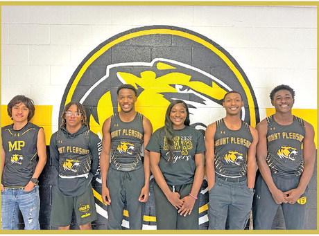 Representing Mount Pleasant at the 5A Region II track meet this week are, from left, Geovanni Calderon, Dylan Bennett, Xavier Hills, Auti Johnson, Skylar Guereca and Isaiah Hunter. TRIBUNE PHOTO / QUINTEN BOYD