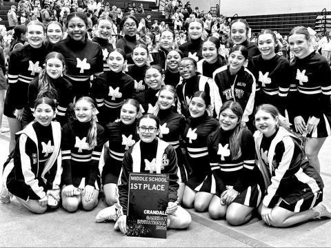 The Mount Pleasant Junior High School Cheerleaders at the Crandall Invitational