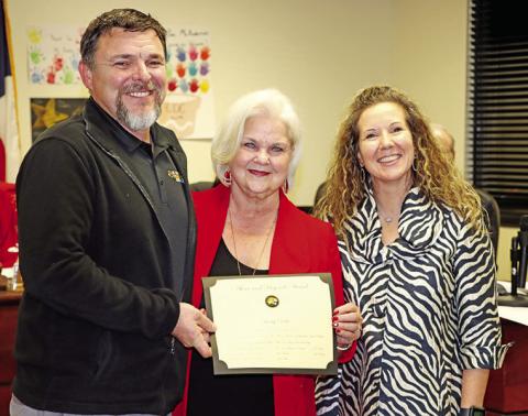 (L to R) Rusty Duke, MPISD Board of Trustees member Sandy Bible, Tracie Johnson COURTESY PHOTO