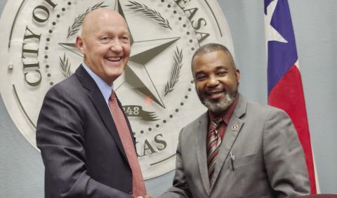Nyhoff was voted in unanimously by the council to serve as the interim city manager following former city manager Ed Thatcher’s departure. TRIBUNE PHOTO / NICOLE KIMBALL