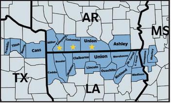 Standard Lithium Ltd., a leading near-commercial lithium company, announced in a Press Release, March 28, 2023, results from brine test samples from its work in two test wells in the Smackover just north of Mcleod. The illustration shows where the wells are. https://www.standardlithium.com/investors/news-events/press-releases/detail/137/ standard-lithium-drills-and-samples-highest-confirmed-grade COURTESY PHOTO