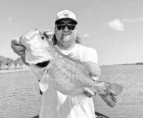 Fishing guide Jason Conn with the 8.15 pound Bass Pro Shops Lunker Class ShareLunker he caught and released at Bois d’ Arc Lake in May 2024. Conn submitted scale samples from the fish to TPWD for genetics testing. The test confirmed it was the five-year old daughter of a 14.57 pound Legacy Lunker caught in 2019 from Marine Creek Reservoir. (Photo courtesy of Jason Conn)