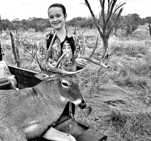 Halle Thompson, 14, with the handsome 10 pointer she nicknamed “Hammer.” Thompson played cat and mouse with the Throckmorton County whitetail throughout the October archery season and finally managed to close the deal on the morning of November 2, opening day of the general rifle season. ( Courtesy Photo, Brielle Thompson)