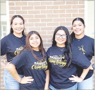 The 2023-2024 MPHS Cosmetology program officers (L to R) Junior President Raquel Martinez, Junior Vice President Dori Macedo, Senior Vice President Elva Garcia, Senior President McKinsee Oviedo.