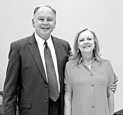 Dr. Clint Davis and his wife pose during his retirement party at First Baptist Church COURTESY PHOTO / FIRST BAPTIST CHURCH