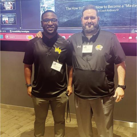 MPISD Coach Ladarius Craddock (left) and MPISD Athletic Director Joey Cluley at the R.O.C.K. Symposium