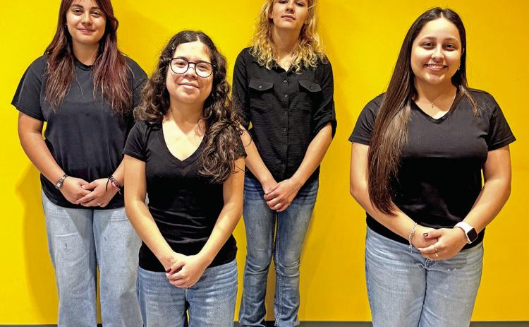 The 2026-2027 Goin’ Gold Band Drum Majors (L to R) Assistant Drum Maria Beltran, Assistant Drum Major Cindy Valle, Assistant Drum Major Makayla Mather, and Head Drum Major Odalys Mejia Courtesy photo